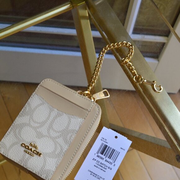 Coach CBL78 Zip Card Case In Sketch Signature Canvas - Picture 4 of 9